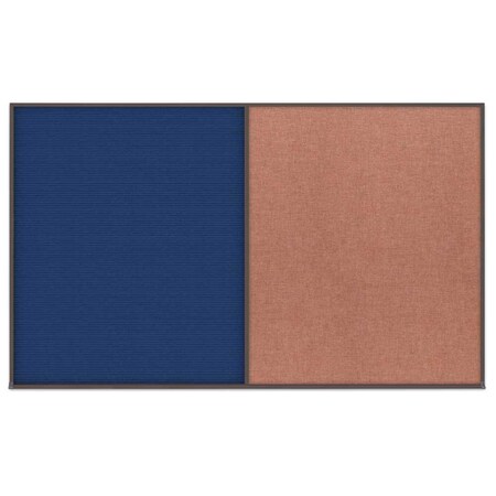 United Visual Products Triple Door Radius Corkboard, 72"x36", Hea, UV7015RC-BLACK-BLSPRU UV7015RC-BLACK-BLSPRU